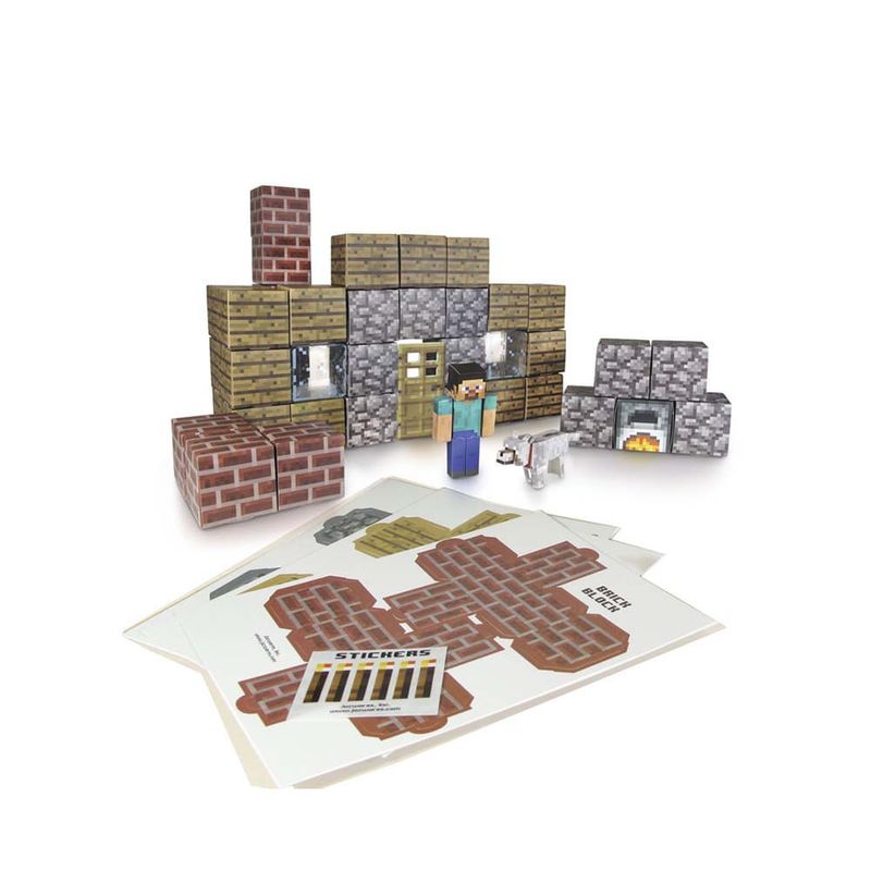 Minecraft Over World Shelter Set Figuras Montáveis De Papel Adesivo  Multikids - BR148 BR148